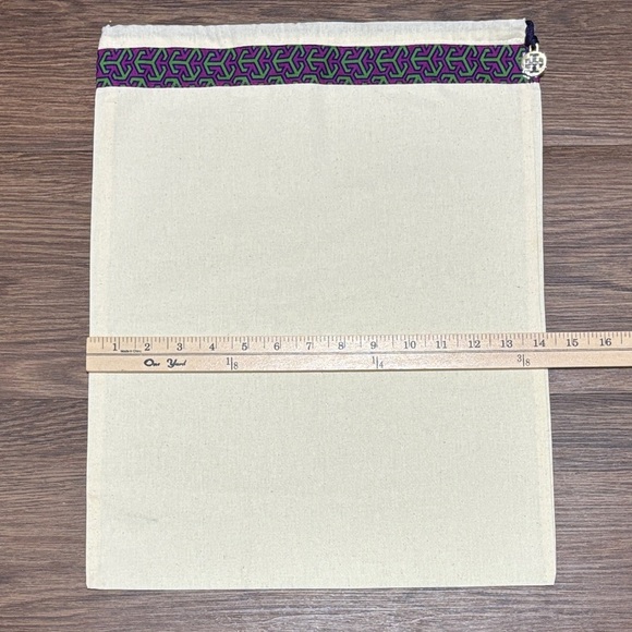 Tory Burch Canvas Dust Bag with Purple and Green Trim - Picture 4 of 5
